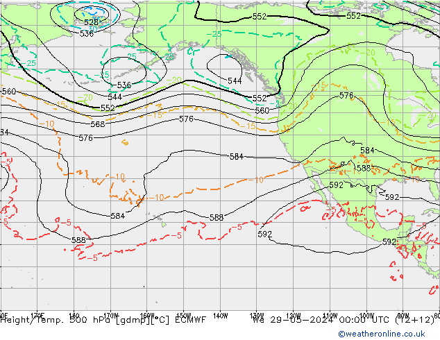 Z500/Rain (+SLP)/Z850 ECMWF We 29.05.2024 00 UTC
