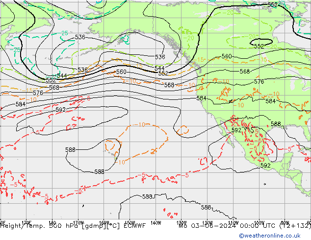 Z500/Yağmur (+YB)/Z850 ECMWF Pzt 03.06.2024 00 UTC
