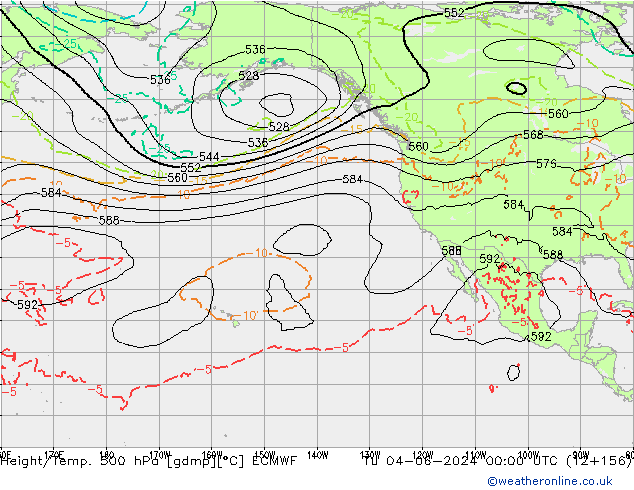 Height/Temp. 500 hPa ECMWF Tu 04.06.2024 00 UTC