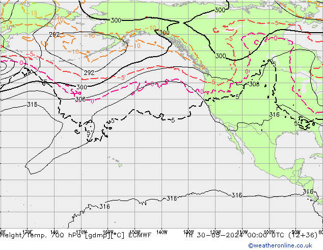 Height/Temp. 700 hPa ECMWF Th 30.05.2024 00 UTC