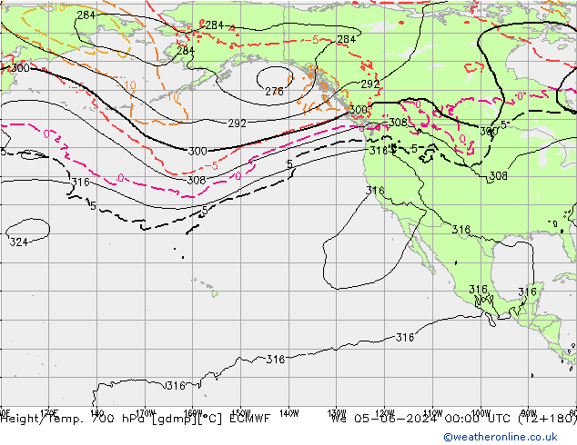 Geop./Temp. 700 hPa ECMWF mié 05.06.2024 00 UTC