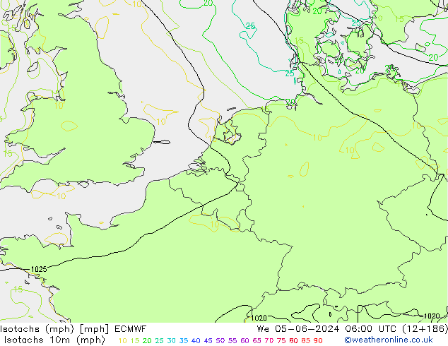 Isotachs (mph) ECMWF St 05.06.2024 06 UTC