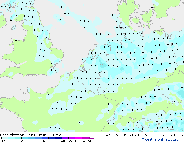 Z500/Rain (+SLP)/Z850 ECMWF We 05.06.2024 12 UTC