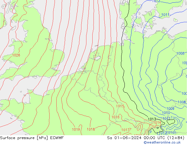 Surface pressure ECMWF Sa 01.06.2024 00 UTC