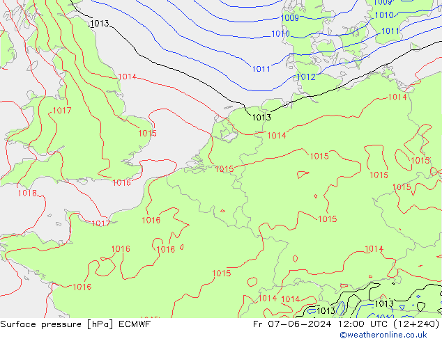 Bodendruck ECMWF Fr 07.06.2024 12 UTC