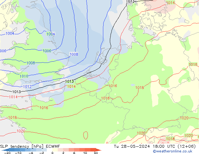 Drucktendenz ECMWF Di 28.05.2024 18 UTC