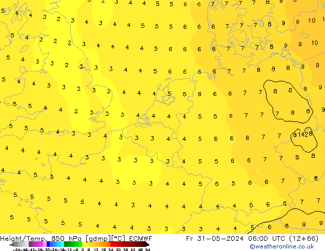 Z500/Yağmur (+YB)/Z850 ECMWF Cu 31.05.2024 06 UTC