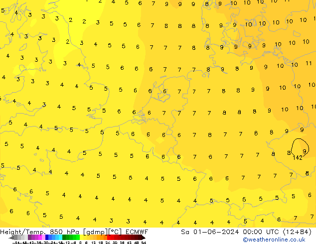 Z500/Yağmur (+YB)/Z850 ECMWF Cts 01.06.2024 00 UTC