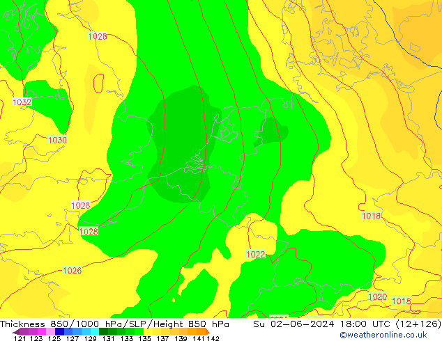 Thck 850-1000 hPa ECMWF Su 02.06.2024 18 UTC