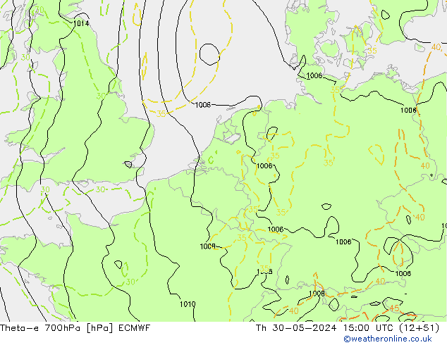 Theta-e 700hPa ECMWF Th 30.05.2024 15 UTC