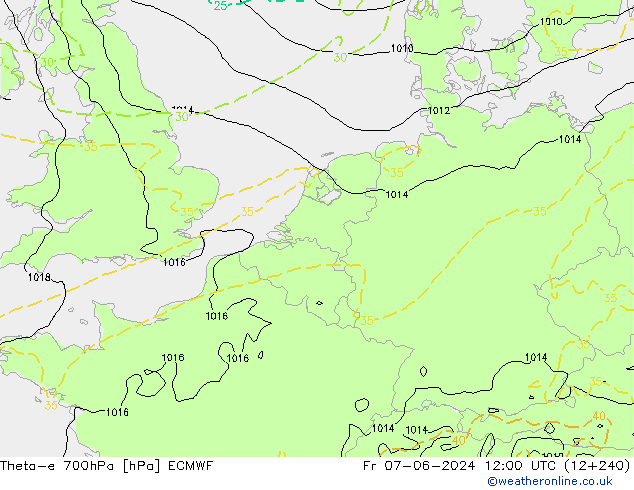 Theta-e 700hPa ECMWF Fr 07.06.2024 12 UTC