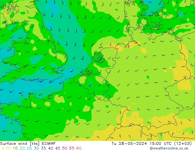 风 10 米 ECMWF 星期二 28.05.2024 15 UTC