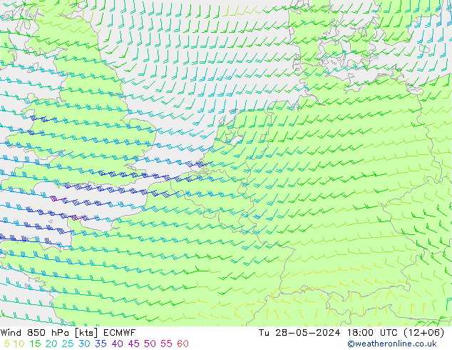 Wind 850 hPa ECMWF Di 28.05.2024 18 UTC