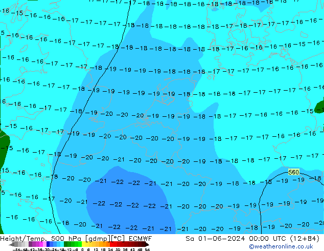 Z500/Yağmur (+YB)/Z850 ECMWF Cts 01.06.2024 00 UTC