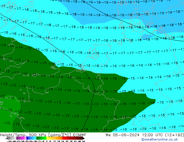 Z500/Rain (+SLP)/Z850 ECMWF We 05.06.2024 12 UTC