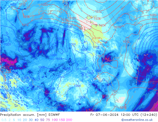 Precipitation accum. ECMWF  07.06.2024 12 UTC