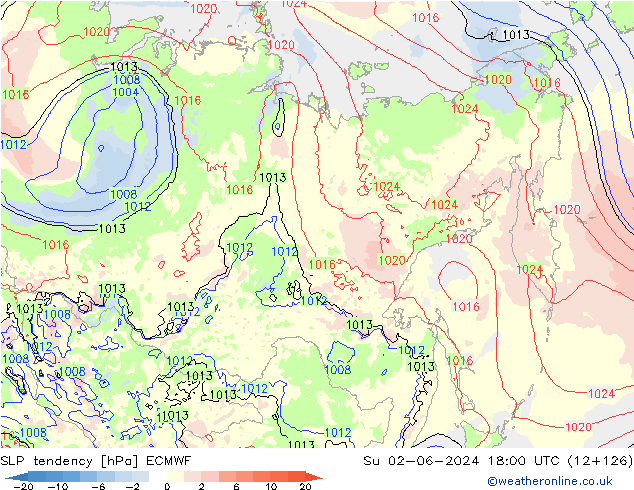SLP tendency ECMWF Su 02.06.2024 18 UTC