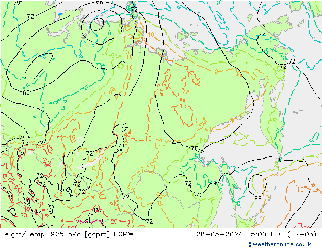 Yükseklik/Sıc. 925 hPa ECMWF Sa 28.05.2024 15 UTC