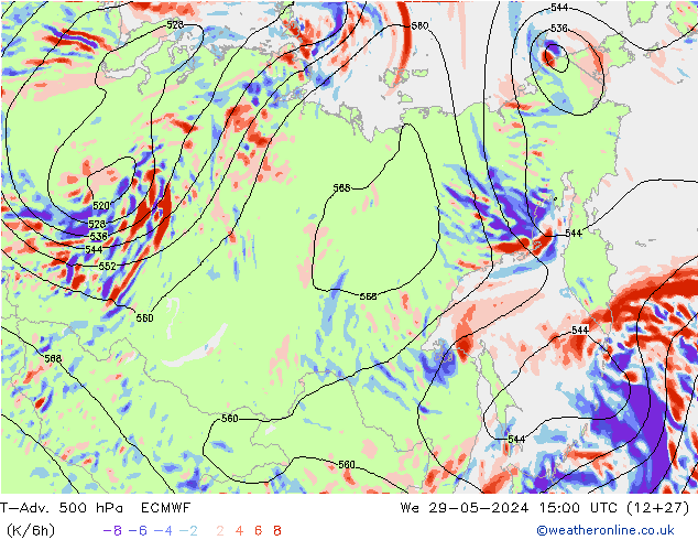 T-Adv. 500 hPa ECMWF mié 29.05.2024 15 UTC