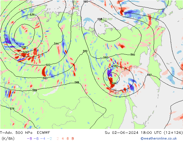 T-Adv. 500 hPa ECMWF Su 02.06.2024 18 UTC