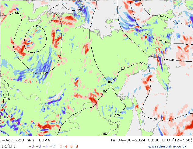 T-Adv. 850 hPa ECMWF mar 04.06.2024 00 UTC