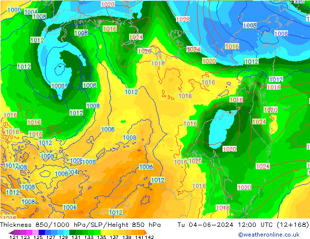 850-1000 hPa Kalınlığı ECMWF Sa 04.06.2024 12 UTC