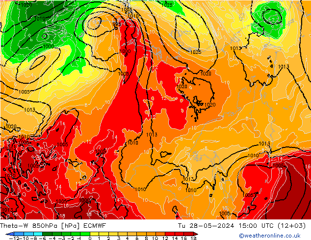 Theta-W 850hPa ECMWF di 28.05.2024 15 UTC