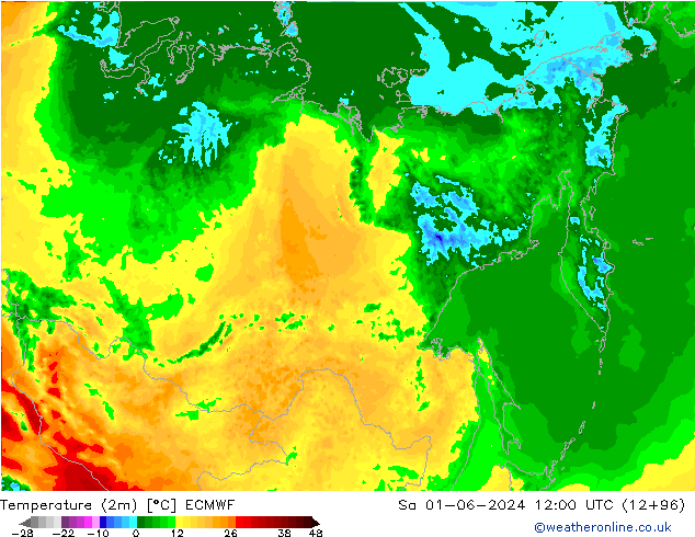 Temperatura (2m) ECMWF sáb 01.06.2024 12 UTC