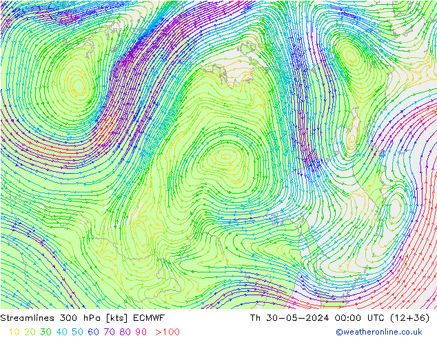 ветер 300 гПа ECMWF чт 30.05.2024 00 UTC