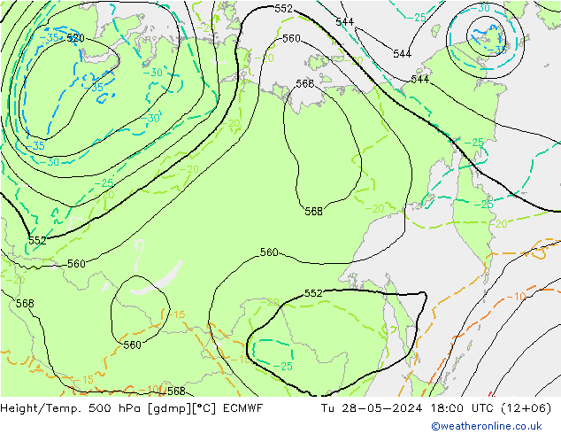 Z500/Rain (+SLP)/Z850 ECMWF mar 28.05.2024 18 UTC