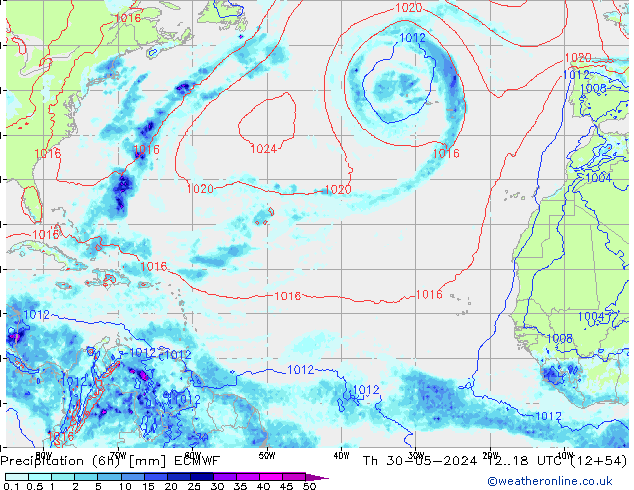 Z500/Rain (+SLP)/Z850 ECMWF Th 30.05.2024 18 UTC