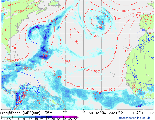 Z500/Rain (+SLP)/Z850 ECMWF Su 02.06.2024 00 UTC