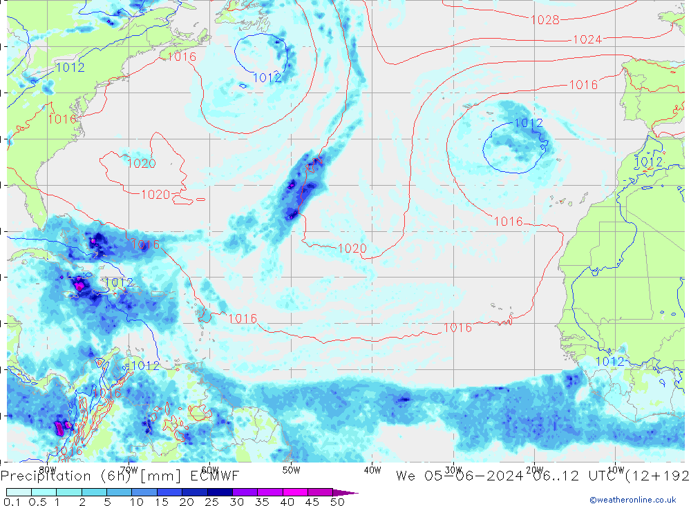 Z500/Rain (+SLP)/Z850 ECMWF We 05.06.2024 12 UTC