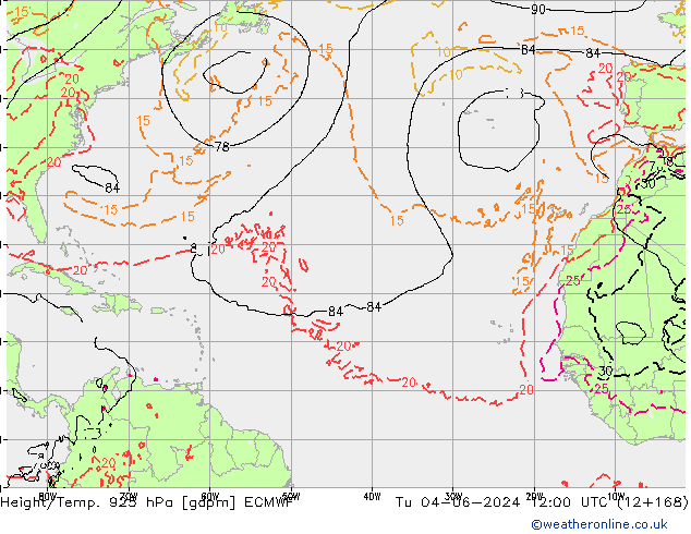 Height/Temp. 925 hPa ECMWF wto. 04.06.2024 12 UTC