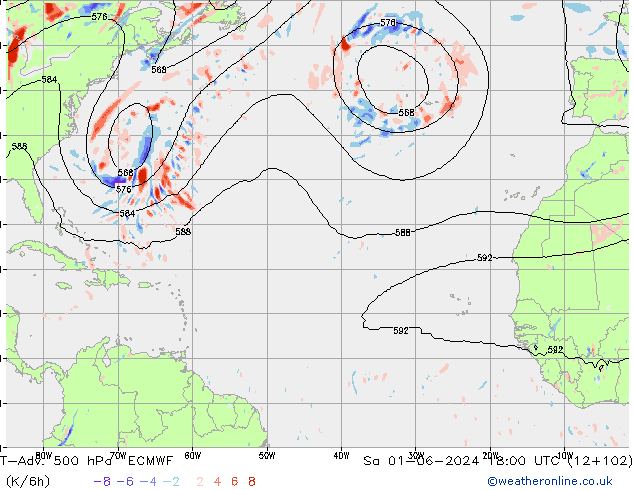 T-Adv. 500 hPa ECMWF Sa 01.06.2024 18 UTC