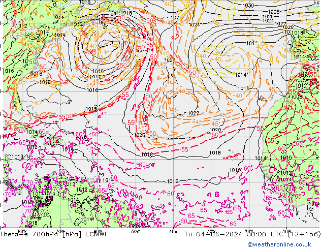 Theta-e 700hPa ECMWF Ter 04.06.2024 00 UTC