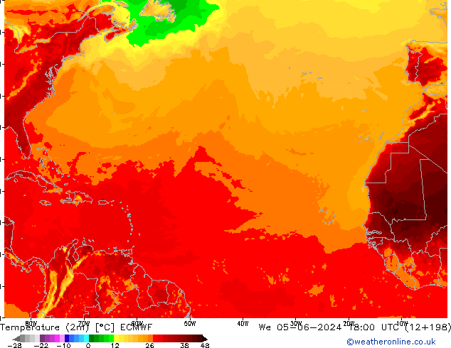 température (2m) ECMWF mer 05.06.2024 18 UTC