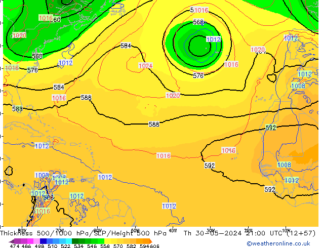 Thck 500-1000hPa ECMWF Qui 30.05.2024 21 UTC