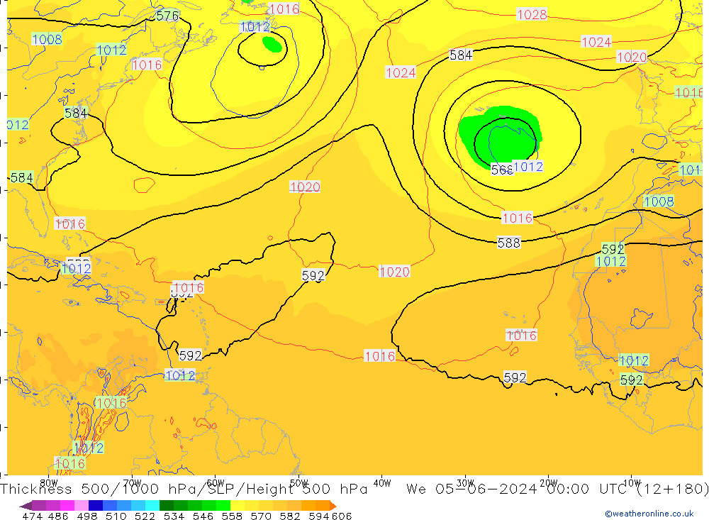 Thck 500-1000hPa ECMWF St 05.06.2024 00 UTC