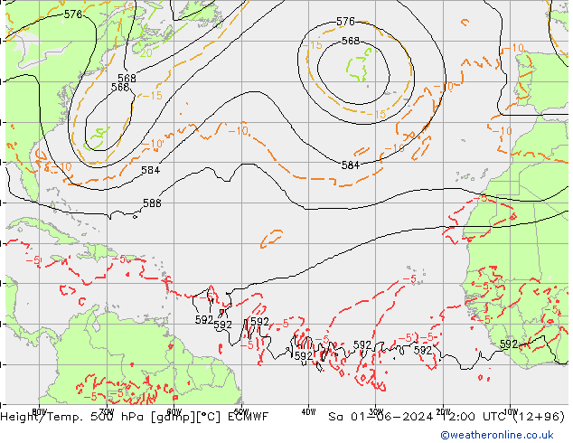 Z500/Yağmur (+YB)/Z850 ECMWF Cts 01.06.2024 12 UTC