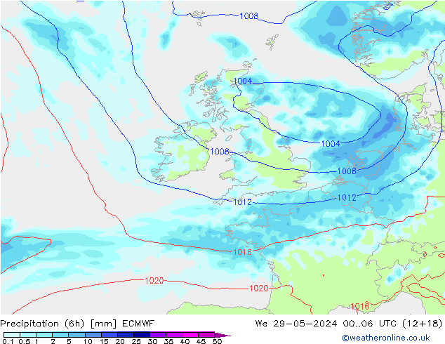 Z500/Rain (+SLP)/Z850 ECMWF Mi 29.05.2024 06 UTC