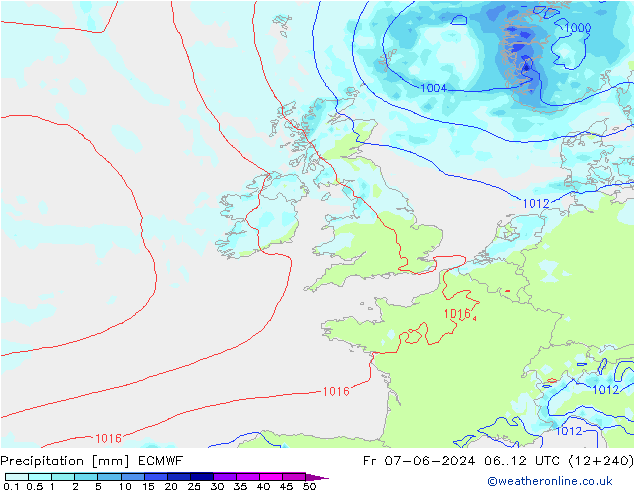 Srážky ECMWF Pá 07.06.2024 12 UTC