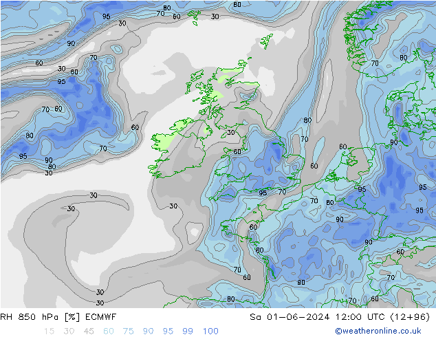 RH 850 hPa ECMWF  01.06.2024 12 UTC