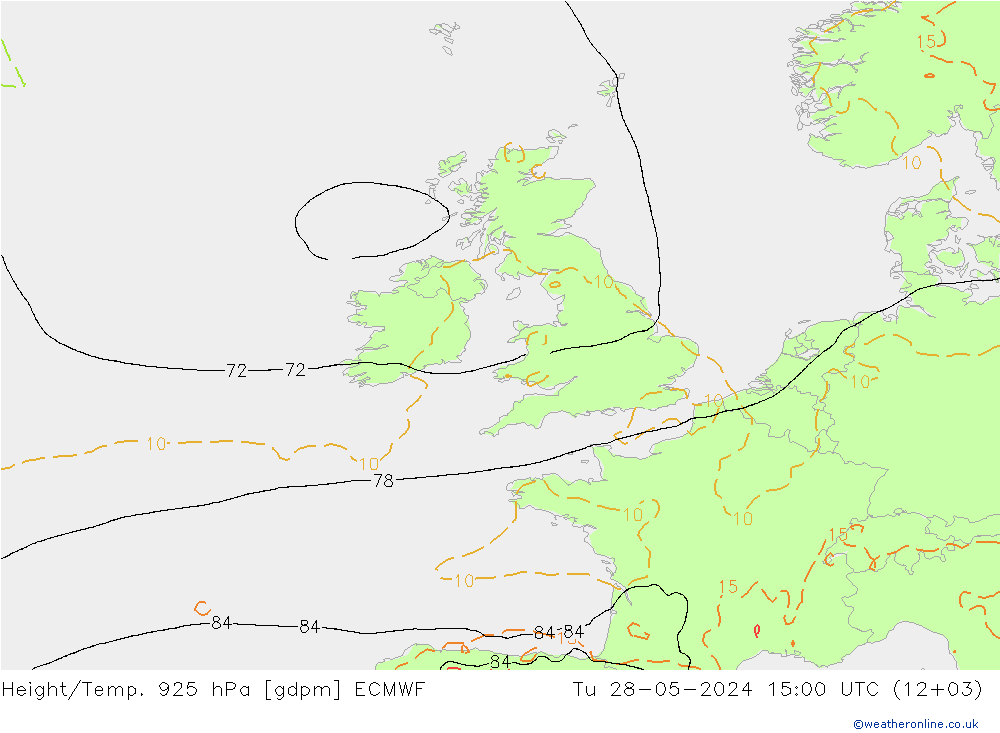 Yükseklik/Sıc. 925 hPa ECMWF Sa 28.05.2024 15 UTC