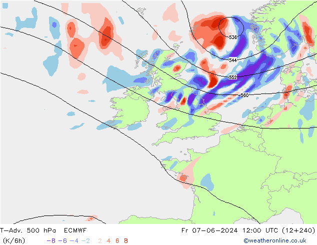 T-Adv. 500 hPa ECMWF pt. 07.06.2024 12 UTC