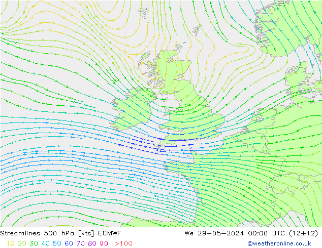 ветер 500 гПа ECMWF ср 29.05.2024 00 UTC