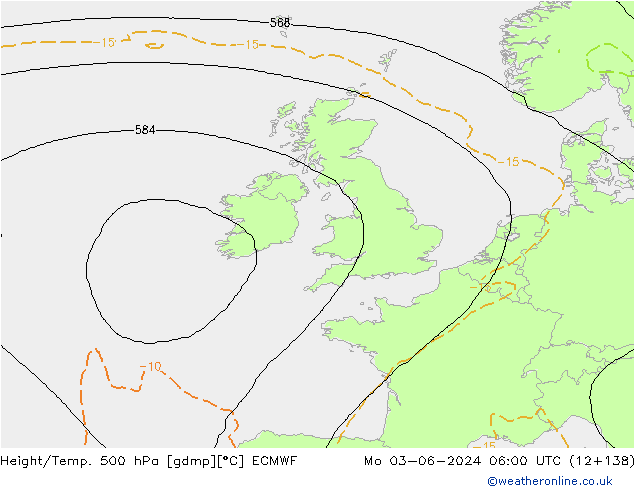 Height/Temp. 500 hPa ECMWF  03.06.2024 06 UTC