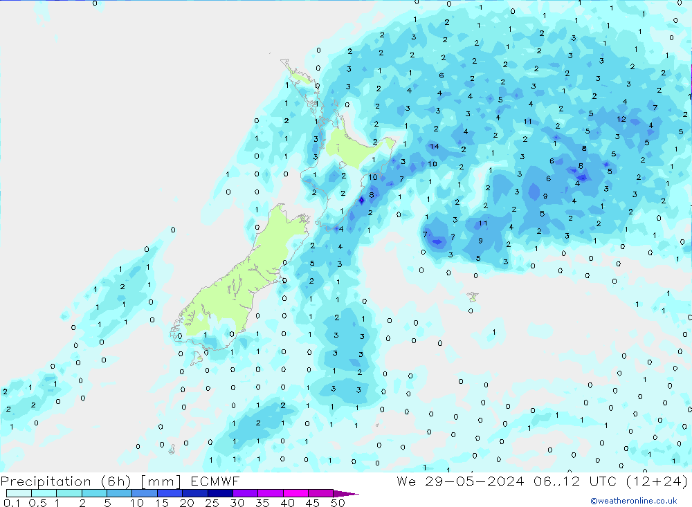 Z500/Rain (+SLP)/Z850 ECMWF śro. 29.05.2024 12 UTC