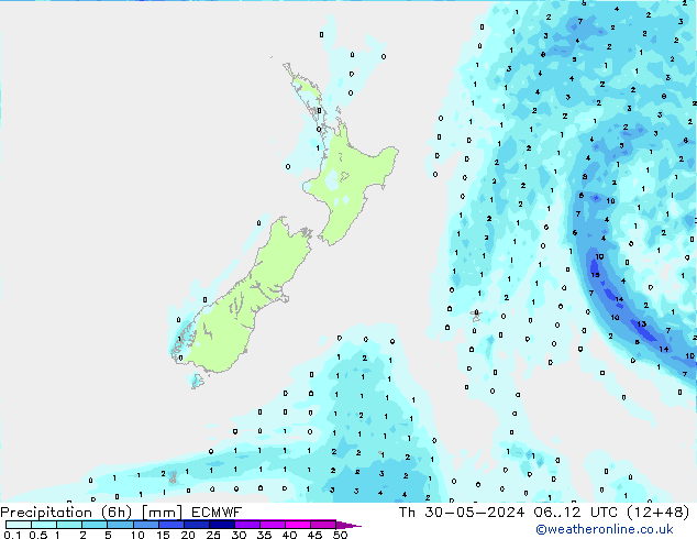 Z500/Rain (+SLP)/Z850 ECMWF Th 30.05.2024 12 UTC