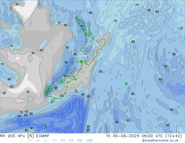 RH 925 hPa ECMWF Th 30.05.2024 06 UTC